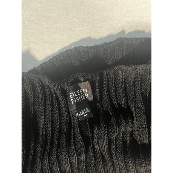Eileen Fisher 100% Cotton Knit Cardigan Tank Set Black Size Medium - Picture 2 of 11